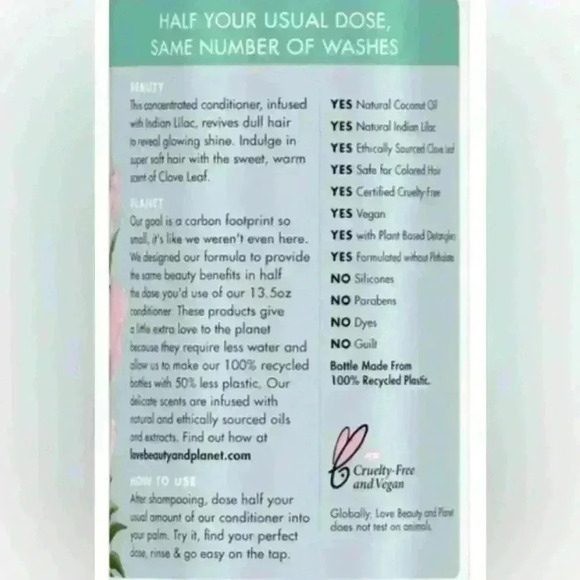 Love Beauty and Planet Positively Shiny 2X Concentrated Moisturizing Conditioner - Picture 3 of 6